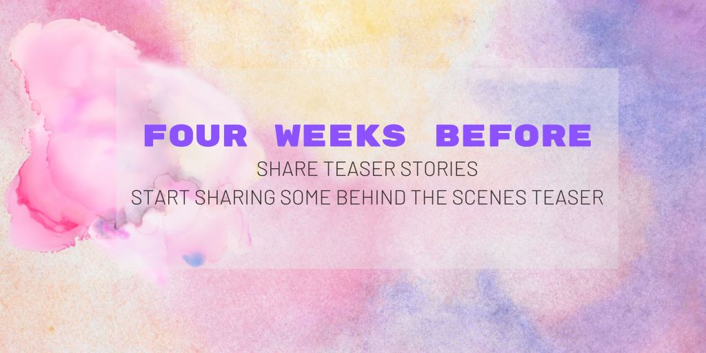 four weeks before art exhibition marketing via social media artist share stories and teaser photos