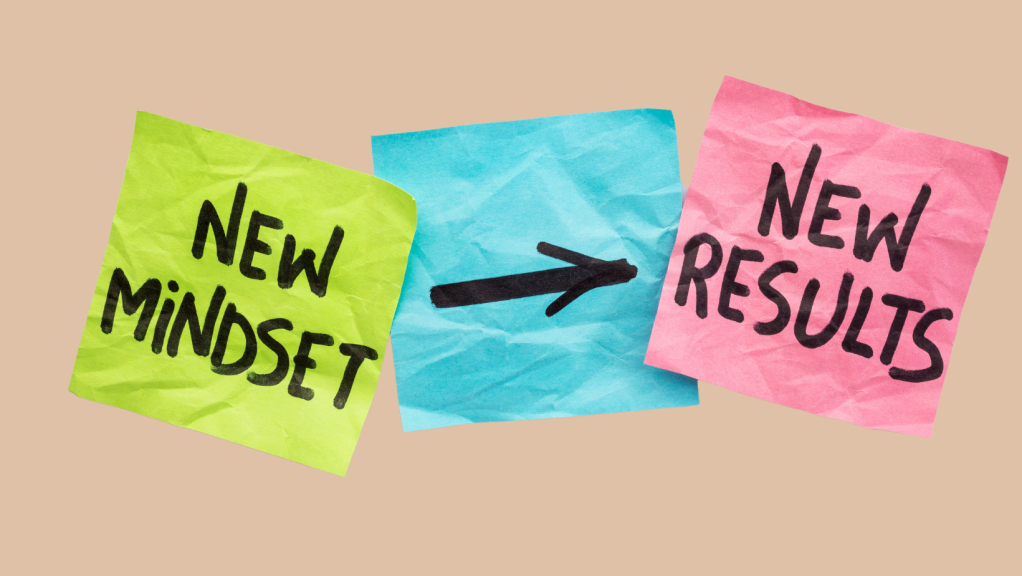 here are 5 signs you're not fulfilling your artistic potential  new mindset new results green blue and pink post it notes