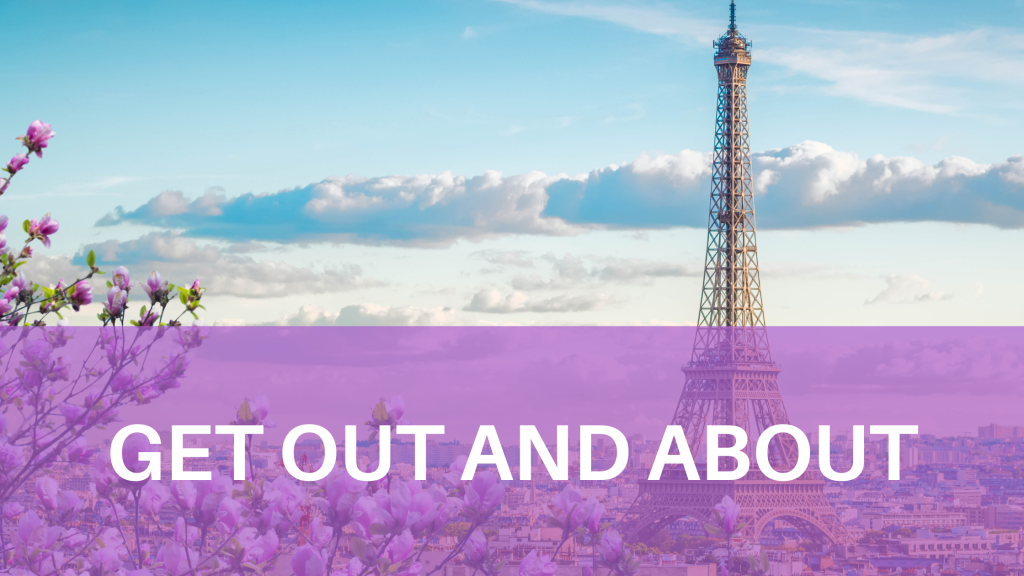 image of paris Eiffel towel with white text on purple background